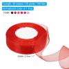 PATIKIL 1 Inch x 50 Yard Organza Ribbon, 6 Pcs Gift Wrapping Ribbon for Bouquet Cake Invitations Card Decoration Home Party Decoration, Pink/Red/Burgundy/Purple/Bright Red/Rose view 2