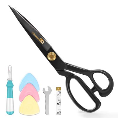 Fabric Scissors, 10 Inch SK5-High Carbon Steel Heavy Duty Tailor Shears Made in Solingen Germany, with Measuring Tape, Tailor Chalk, Seam Ripper & Wrench for Sewing, Quilting & DIY Crafts