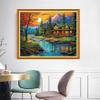Joyhoor Cross Stitch Kits for Beginners Stamped Cross-Stitch Supplies Needlework preprint Embroidery Kits for Adults DIY Needlepoint Kits Embroidery Patterns 11CT-Charming Cabin Scenery 16x20 inchs view 2