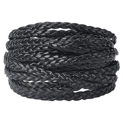 GORGECRAFT 5m x 5mm Black Leather Cord PU Braided Thread 2mm Thick Flat Folded Imitation Leather String Rope for Retro Bracelet Anklets Choker Necklace Bolo Tie Jewelry Making Gift Wrapping Supplies