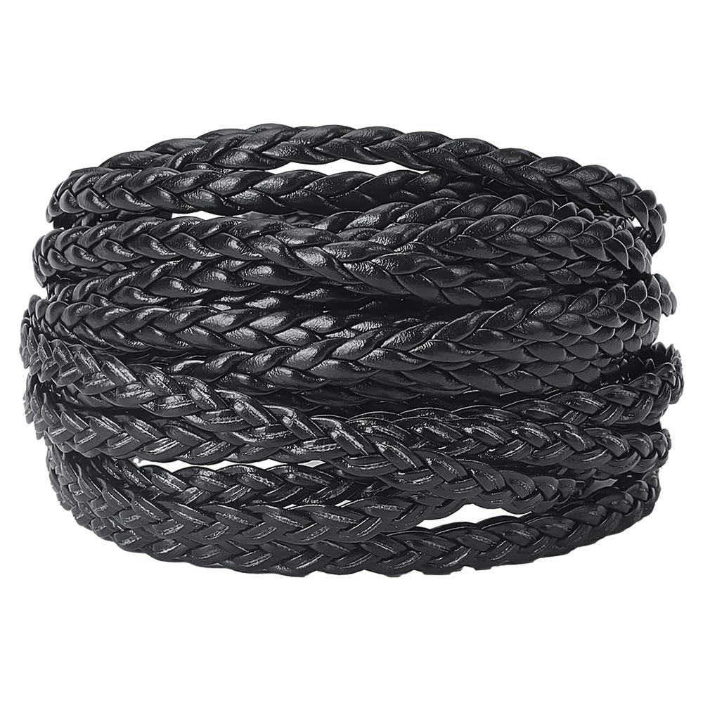GORGECRAFT 5m x 5mm Black Leather Cord PU Braided Thread 2mm Thick Flat Folded Imitation Leather String Rope for Retro Bracelet Anklets Choker Necklace Bolo Tie Jewelry Making Gift Wrapping Supplies