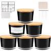 CONNOO 6-Pack 16 oz Black Candle Jars - 3-Wick Empty Glass Wide Mouth Candle Jars Come with Bamboo Lids, Sticky Warning Labels, and a Candle Wick Kit for Candle Making - Dishwasher Safe view 1
