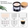 CONNOO 6-Pack 16 oz Black Candle Jars - 3-Wick Empty Glass Wide Mouth Candle Jars Come with Bamboo Lids, Sticky Warning Labels, and a Candle Wick Kit for Candle Making - Dishwasher Safe view 3