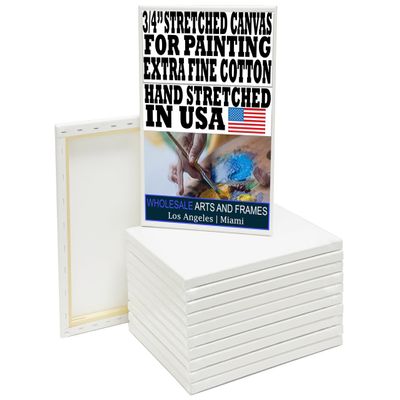 Stretched Canvas for Painting 24x24 6PK 3/4" Extra Fine Smooth Portrait Cotton Canvas 13 Oz Stretched Large Canvases for Painting 24 x 24 Bulk Canvas Value Pack.Blank 24X24 Canvases Universal Primed