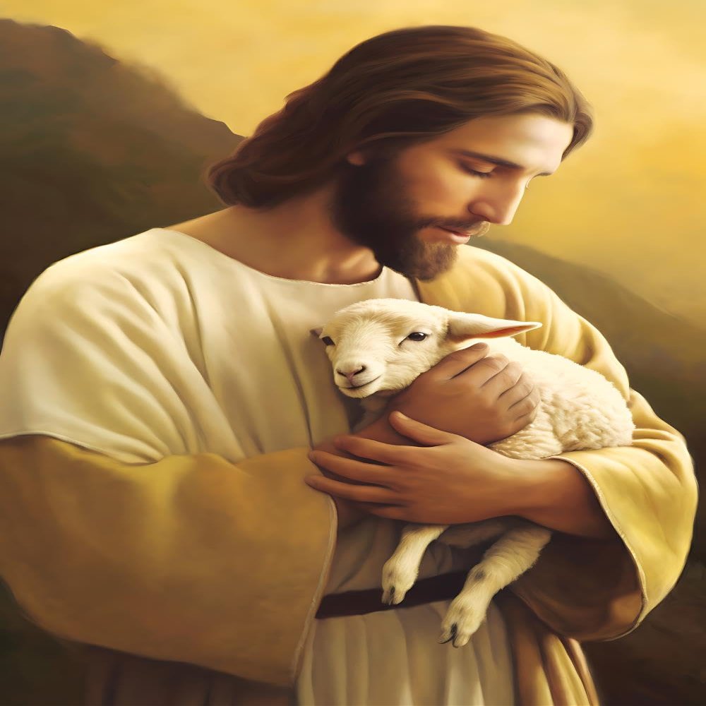 DIY 5D Diamond Painting Jesus by Number Kits for Adults,Jesus Lamb Diamond Painting Kits Round Drill Christian Diamond Art Kits Picture Arts Craft for Adults Home Wall Decor and Gift 20x24 inch