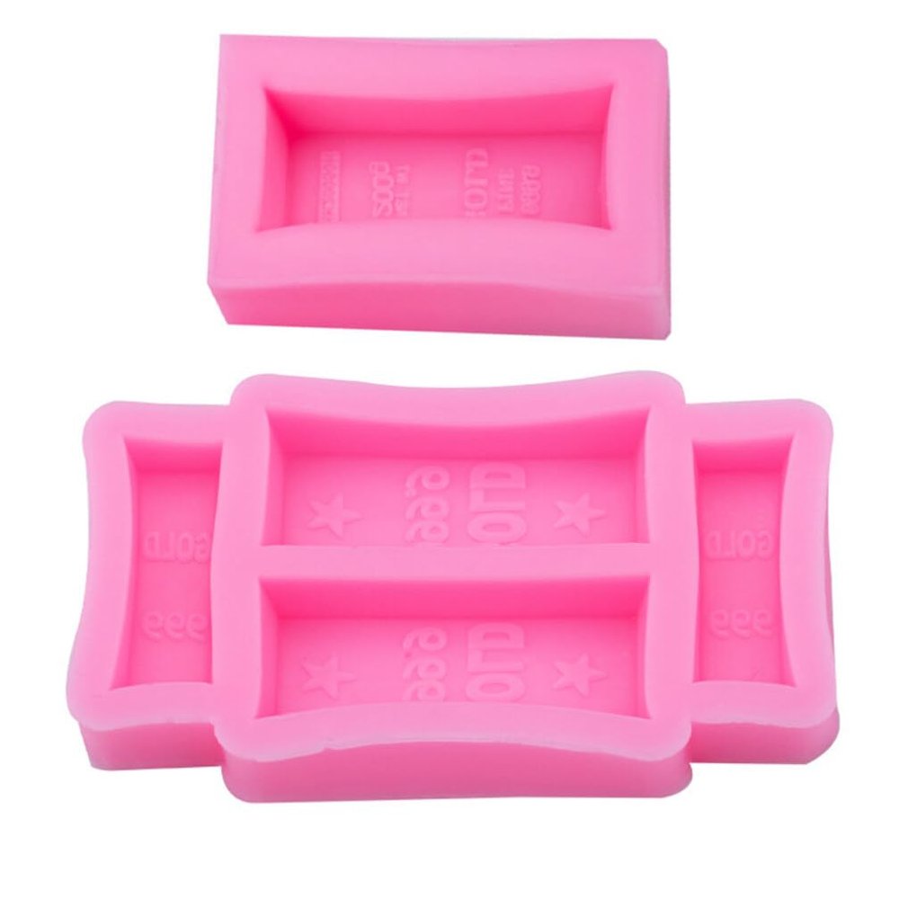 EXCEART 2pcs Gold Brick Silicone Molds Flexible DIY Molds for Soap Candle Making and Baking for Crafting Cakes and Chocolates Easy Demolding and