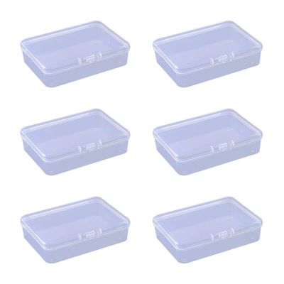 ccHuDE 6 Pcs Mini Plastic Storage Containers Clear Rectangle Boxes Small Empty Cases Transparent Beads Organizer Container with Lid for Collecting Small Items 8.5 x 6.1 x 2.5cm