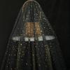 Black Glitter Tulle Fabric Rolls 63 inch by 5 Yards Gold Star Moon Sequin Tulle Netting Fabric for Tutu Skirt Sewing DIY Crafts Wedding Birthday Baby Shower view 2
