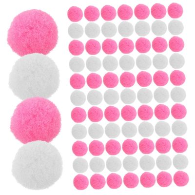 STOBOK 200pcs Colorful Plush Balls DIY Craft Supplies Soft Pompons for Boys and Girls Art Projects Party Decorations and Creative Play Pink White