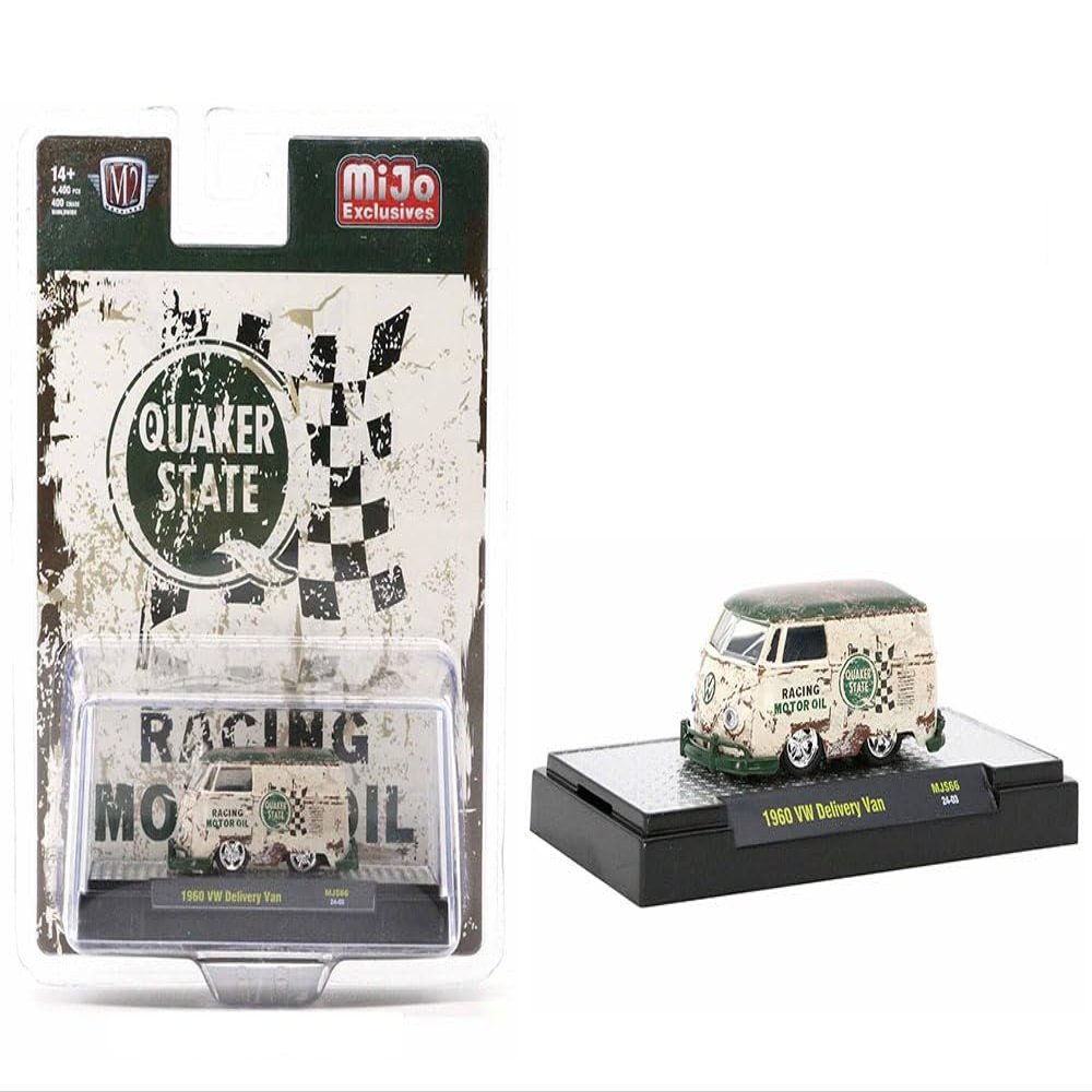 1960 Delivery Van Beige with Green Top (Weathered) Quaker State Limited Edition to 4400 Pieces Worldwide 1/64 Diecast Model by M2 31500-MJS66