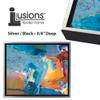 Creative Mark Illusions Floater Frame For 3/4" Deep Canvases - 24x30 Silver/Black - No Glass or Backing - Wood Composite Floating Illusion Frame for Canvas Paintings- With Hanging Hardware view 3