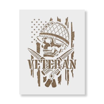 Veteran Skull American Flag Stencil - Create Respectful Tributes with Precision Designs, Large Military Stencils, Tradition