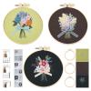 Spritewelry 3 Sets Embroidery Start Kit for Beginners Stamped Cross Stitch Sets with Pattern and Instructions with Embroidery Hoops Threads Needle Wire for Adults Kids DIY Crafts view 1
