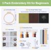 Spritewelry 3 Sets Embroidery Start Kit for Beginners Stamped Cross Stitch Sets with Pattern and Instructions with Embroidery Hoops Threads Needle Wire for Adults Kids DIY Crafts view 2