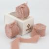 MEEDEE Rosy Mauve Chiffon Ribbon 1 Inch Fringe Ribbons Pink Chiffon Silk Frayed Edge Ribbon Thin Chiffon Ribbons for Crafts, Gift Wrapping, Wedding Invitation (3 Rolls 21 Yards) view 1