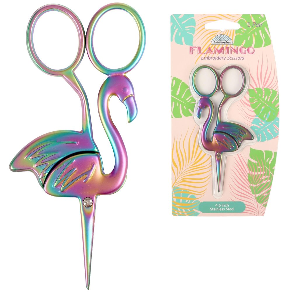 JubileeYarn Flamingo Craft Embroidery Scissors - Rainbow - 1 Pair
