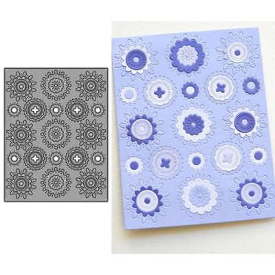 Flower Background Board Die Cuts for Card Making, Square Metal Cutting Dies for Paper Scrapbooking, DIY Stencils for Album Party Wedding Festivals Decoration
