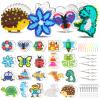 FUNZBO 20 pcs Pegboards for 5mm Fuse Beads Project- Animal Shape Pegboards for Arts and Crafts with Keychains, Hang Ropes and Tweezers, Gifts for Boys and Girls (Beads Not Included) view 1