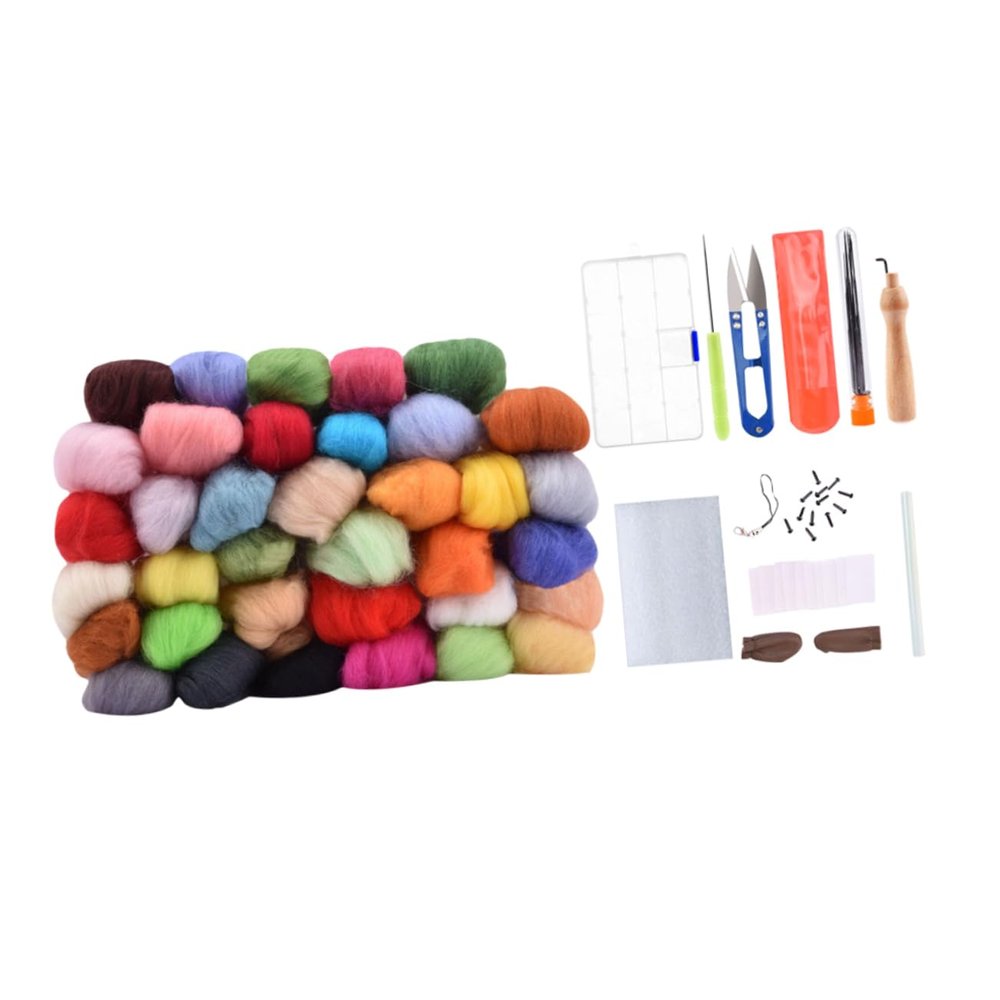 STOBOK 73pcs Wool Felt Making Kit Felting Tools Storage Case for Craft Projects Includes Needles Scissors and Finger Covers