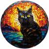 DIY Stamped Cross Stitch Kits Stained Glass Night Black Cat Moon Circle Shape Beginners Easy 11CT Needlepoint Embroidery Counted Cross Stitch Kits Art Craft Wall Decor 40x40cm(4) view 1
