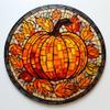 DIY Stamped Cross Stitch Kits Stained Glass Circle Shape Autumn Pumpkin 11CT Needlepoint Embroidery Counted Cross Stitch Kits Art Craft Wall Decor 50x50cm(11) view 1