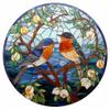DIY Stamped Cross Stitch Kits Stained Glass Circle Shape Robins Bird on Tree 11CT Needlepoint Embroidery Counted Cross Stitch Kits Art Craft Wall Decor 50x50cm(2) view 1