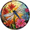 DIY Stamped Cross Stitch Kits Stained Glass Butterfly and Flowers Circle Shape Beginners Easy 11CT Needlepoint Embroidery Counted Cross Stitch Kits Art Craft Wall Decor 40x40cm(2) view 1