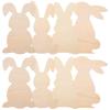 8pcs Rabbit Shaped Wood Chips Graffiti Unfinished Wooden Slices DIY Bunny Chips Cutouts Painting Crafts Easter Decoration view 1