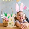 8pcs Rabbit Shaped Wood Chips Graffiti Unfinished Wooden Slices DIY Bunny Chips Cutouts Painting Crafts Easter Decoration view 4