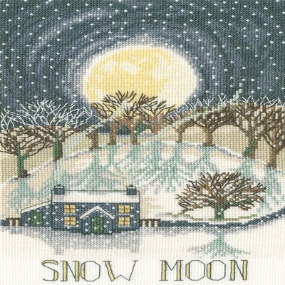 Bothy Threads - Snow Moon Counted Cross Stitch Kit, White