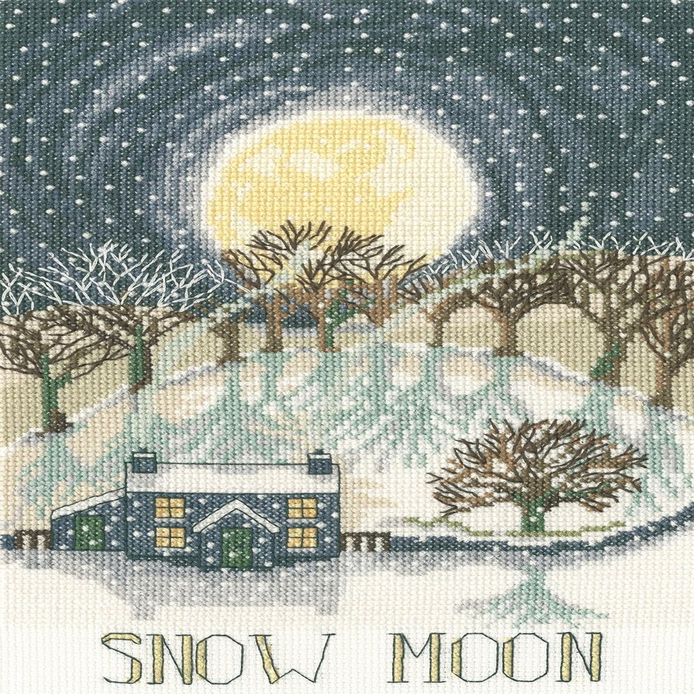 Bothy Threads - Snow Moon Counted Cross Stitch Kit, White