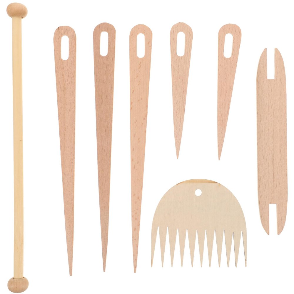 EXCEART 8pcs Tapestry Weaving Tool Set Natural Knitting Needles and Weaving Sticks for DIY Handcrafts for Beginners and Experienced
