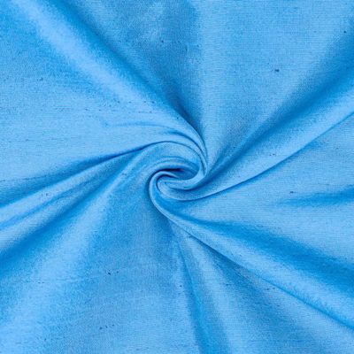 Fabric Mart Direct Blue Faux Silk/Art Silk Fabric By The Yard, 7 Continuous Yards 44 inches Width Slubeed Faux Silk Solid Color Blue Wholesale Upholstery Fabric for Curtains