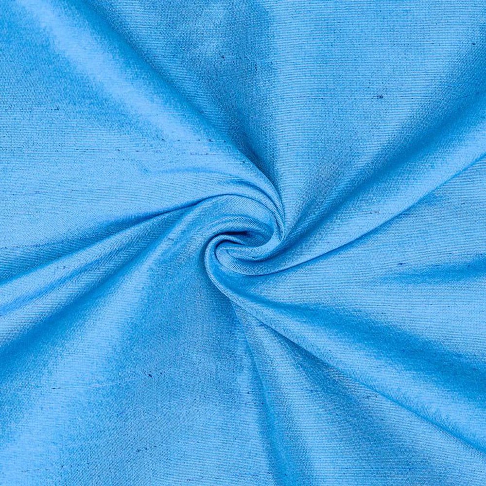 Fabric Mart Direct Blue Faux Silk/Art Silk Fabric By The Yard, 7 Continuous Yards 44 inches Width Slubeed Faux Silk Solid Color Blue Wholesale Upholstery Fabric for Curtains