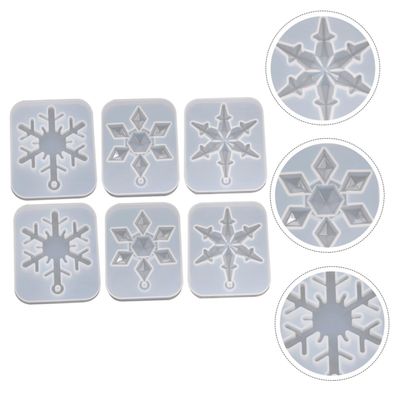 NUOBESTY 6pcs Silicone Snowflake Molds for DIY Craft Making Food-Grade Epoxy Resin Pendant Molds for Unique Snowflake Ornaments and Decorations
