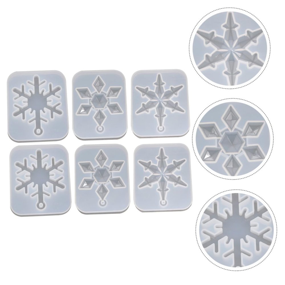 NUOBESTY 6pcs Silicone Snowflake Molds for DIY Craft Making Food-Grade Epoxy Resin Pendant Molds for Unique Snowflake Ornaments and Decorations