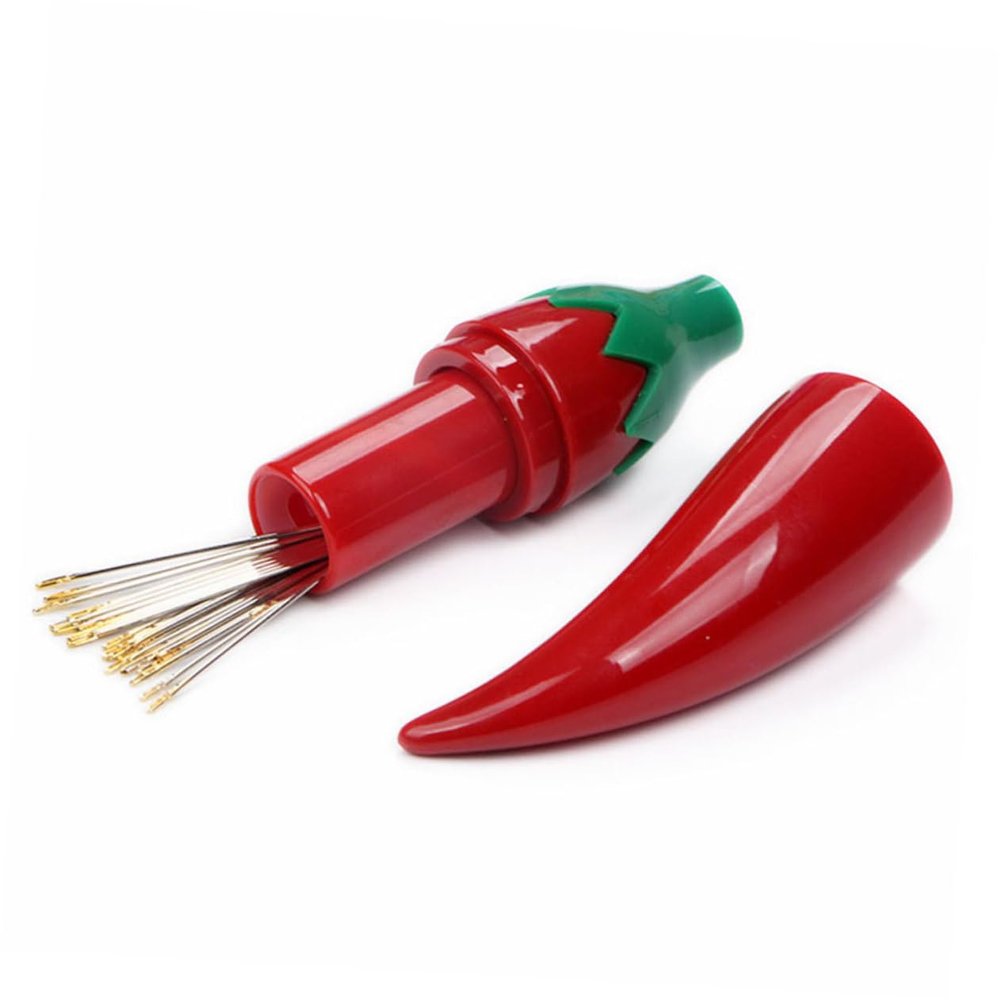 NUOBESTY 3pcs Chili Shaped Needle Storage Box Mini Tool Storage Bottle for Home Shop Container for Beads Needles Jewelry Medicines Easy to Carry