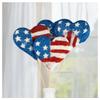 Factory Direct Craft Glitter Stars and Stripes Heart Picks Set of 4 - Red White and Blue Hearts for Patriotic Decorating and 4th of July Arrangements (3-1/2 Inches Wide) view 1