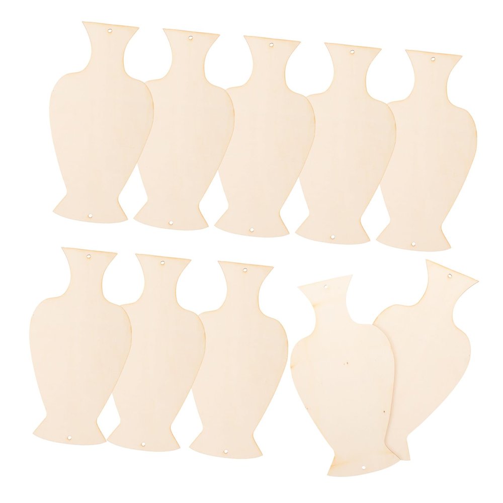 NUOBESTY 10pcs DIY Handicrafts Wood Vase Cutouts Unfinished Wooden Slices Decorative Craft Wood for Boys and Girls