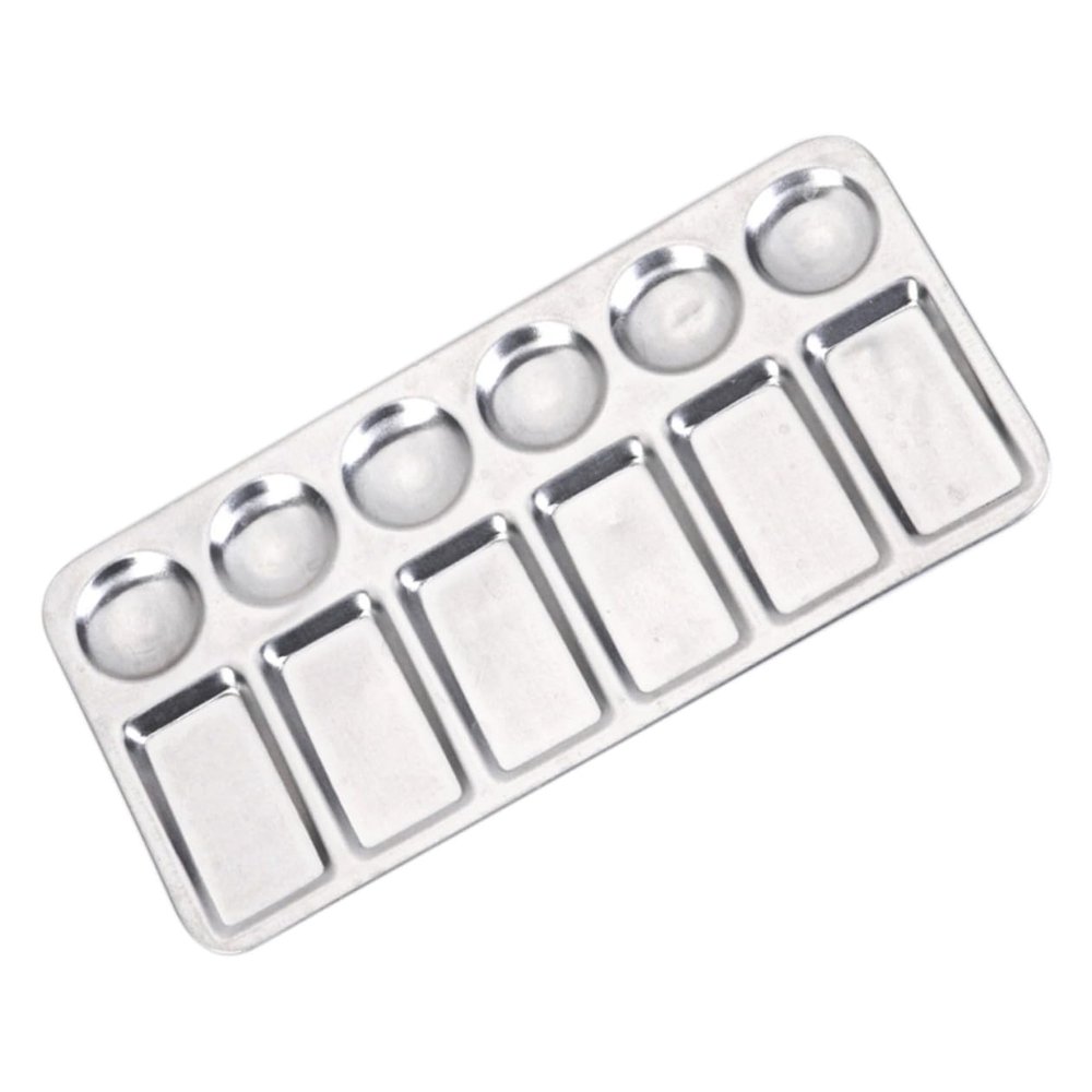 EXCEART 2pcs Portable Aluminum Paint Mixing Tray Lightweight Drawing Pigment Holder for Artists Students and Crafts Easy to Clean Painting Supplies