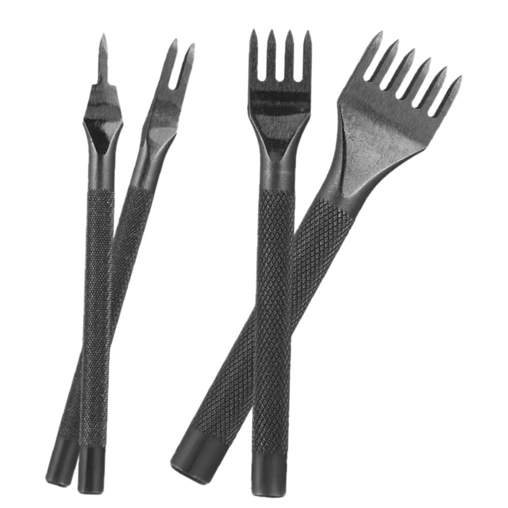 TEHAUX 4pcs Leather Punch Tool Prong Punch for Leather Crafting Hand Sewing and Projects for Wallets Shoes and Belts
