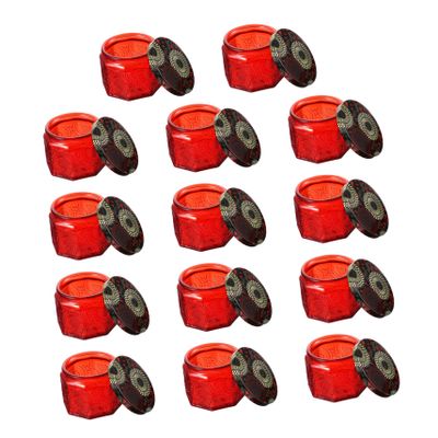 Lurrose 14pcs Embossed Glass Candle Jars with Lids High-Temperature Resistant Round Candle Containers for DIY Scented Unique Decorative Holders for Gifts