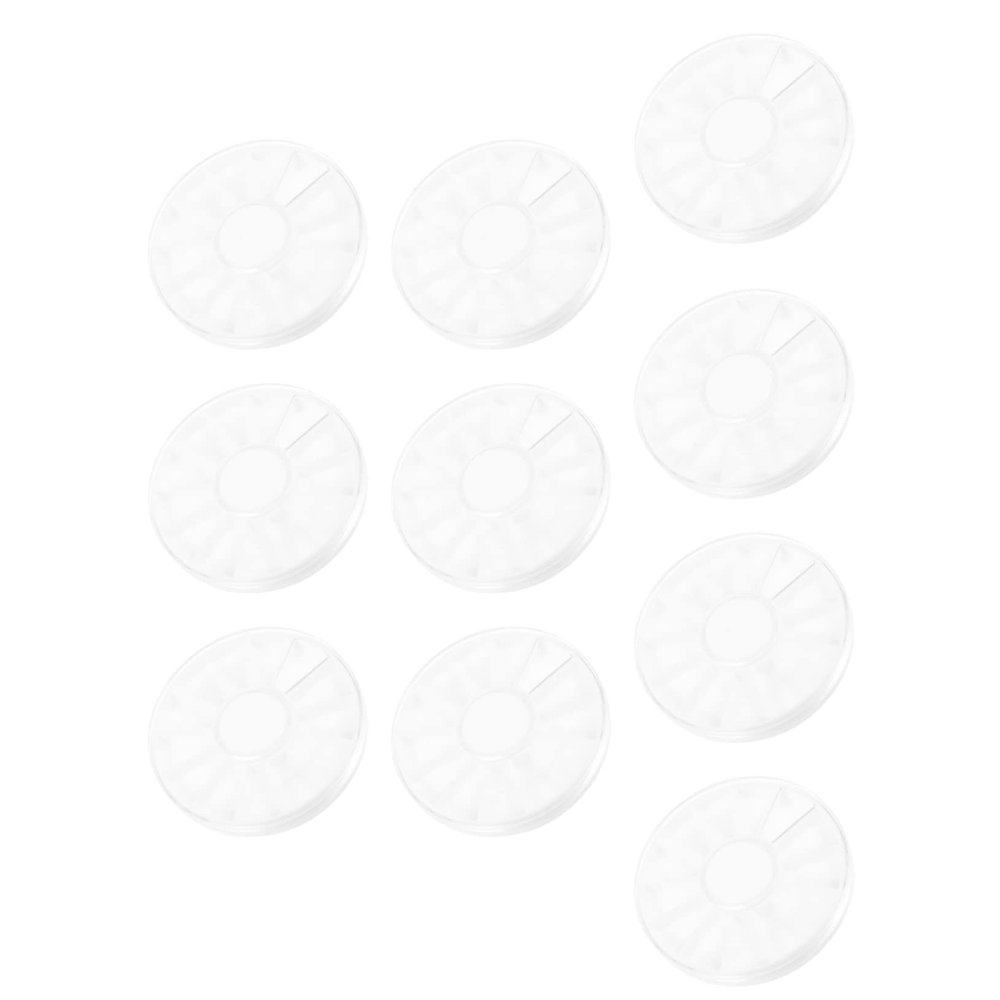 Lurrose 10pcs Transparent Plastic Pigment Plates Round Watercolor Mixing Trays for Artists Students Durable Recyclable Art Supplies with Compartments Each