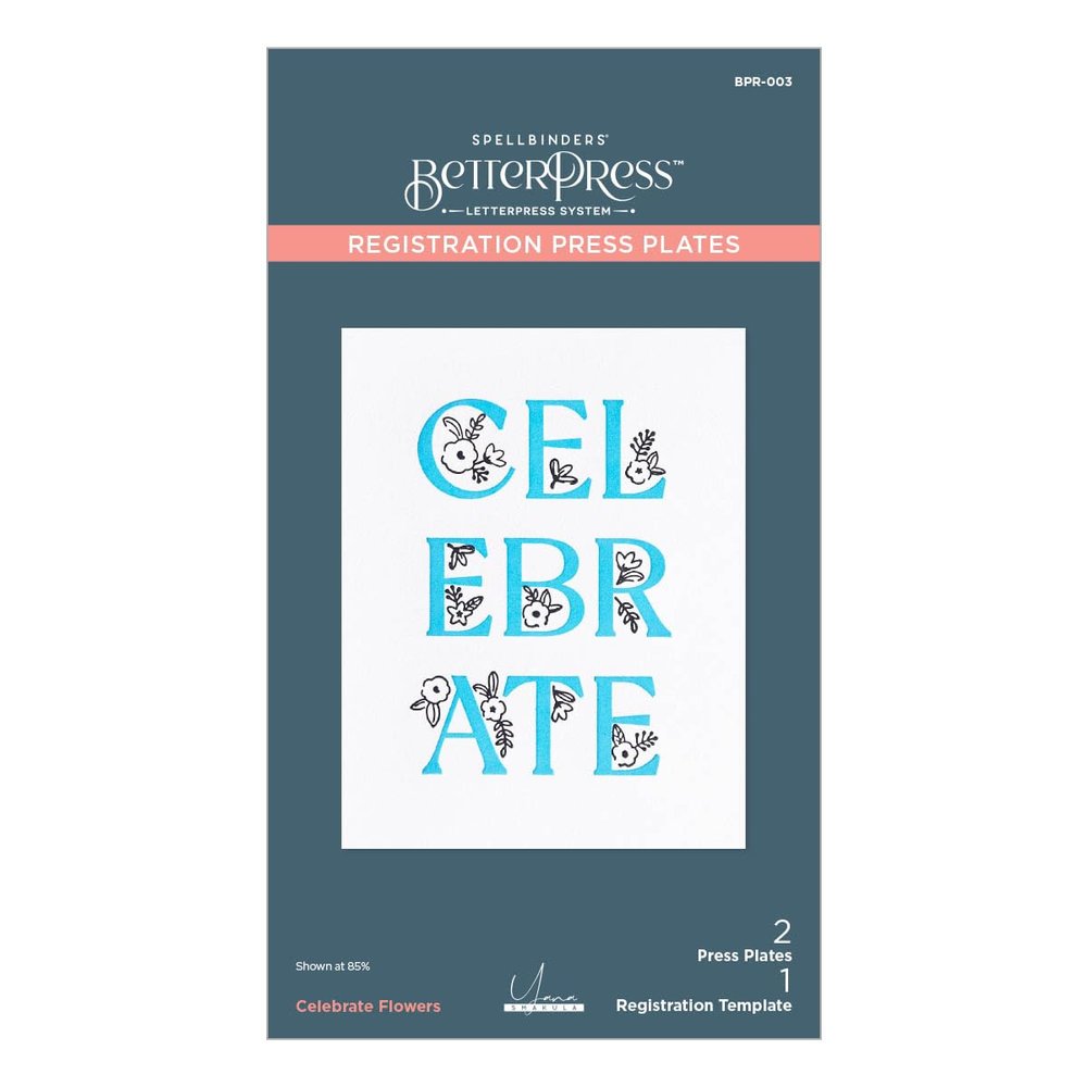 Spellbinders BPR-003 Celebrate Flowers Registration Press Plate from the Let's Celebrate Collection by Yana Smakula