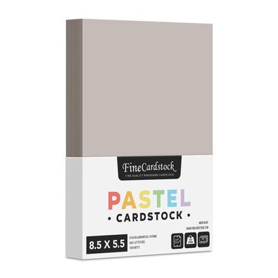 Half Letter Size, 8.5" x 5.5" Pastel Color Cardstock Paper for Arts and Crafts, Scrapbooking, Stationery Printing | Medium Weight 67lb Vellum Bristol (147gsm) Card Stock | 100 Sheets per Pack | Gray