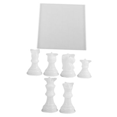 EXCEART 1set Chess Mold Set Silicone Casting Moulds for DIY Chess Pieces Medium Board Mould for Crafting