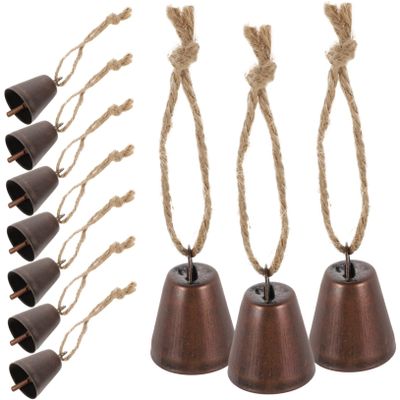 EXCEART 10pcs Vintage Rustic Bells for Crafting Metal Hanging Bell Decor with Rope for Wind Chimes Home Decoration and Christmas Tree Ornaments