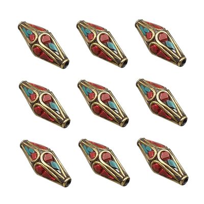 NUOBESTY Handmade Buddha Bead Copper Spacer Beads Green Turquoise 10pcs Pack for Custom Jewelry Making