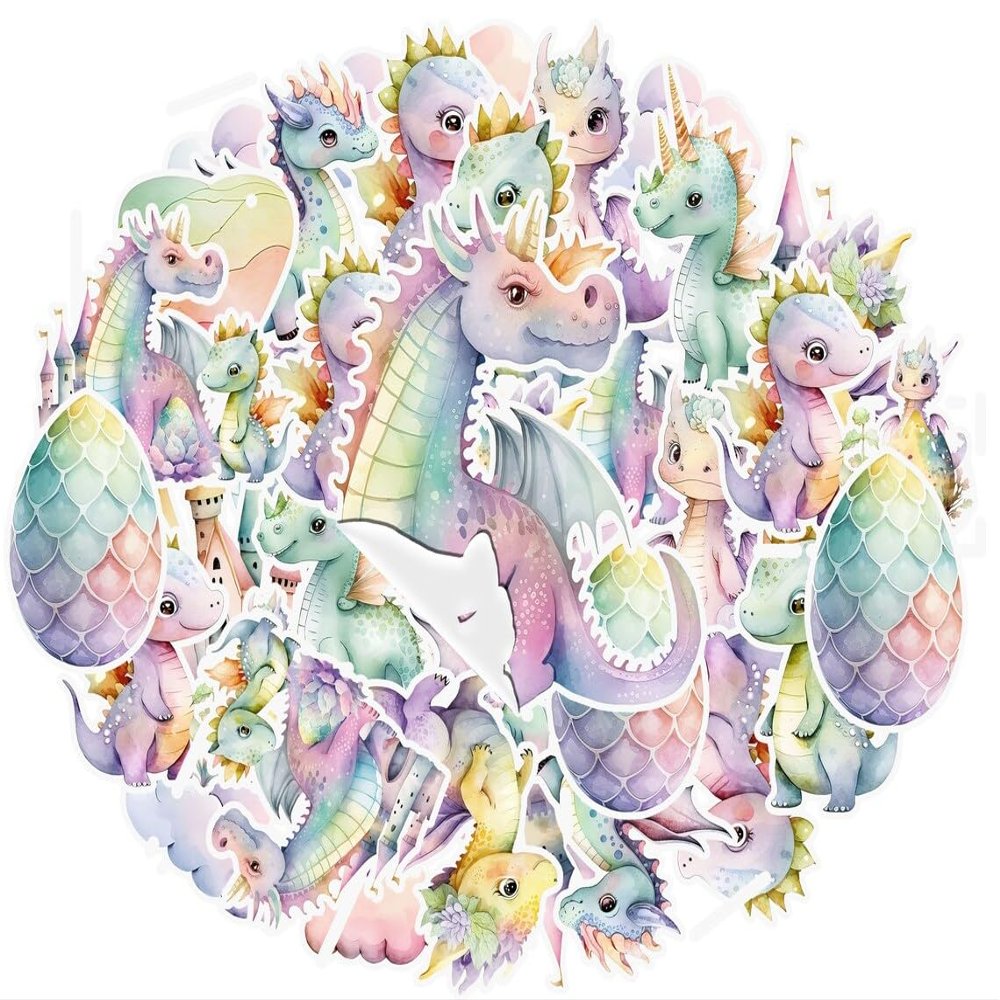 25 Pcs Pink Dragon Stickers - Whimsical Decor for Girls' Baby Shower or Birthday, Fantasy-Themed Party Favors