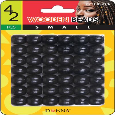 DONNA Wooden Beads Small 42pcs, Hair Beads for Hair Jewelry Making Kit DIY Hair Braiding Bracelet Ornaments Crafts Black Color
